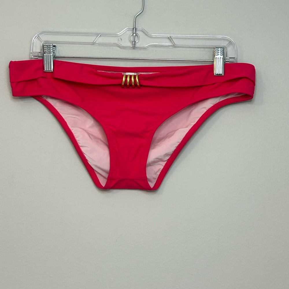 NWOT GTX Hot Pink Bikini Bottoms with Gold Ring Accent – Size 10
